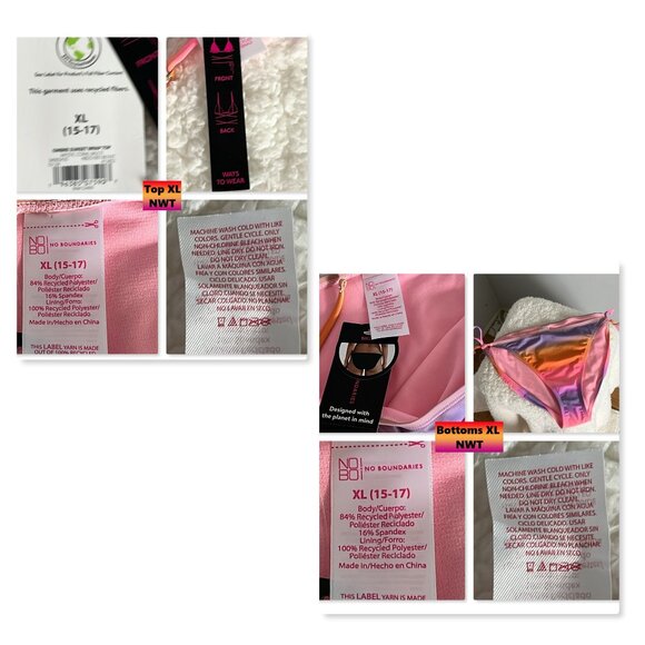 No Boundaries Strappy Wrap Triangle String Bikini Ombre Sunset NWT - Picture 15 of 16